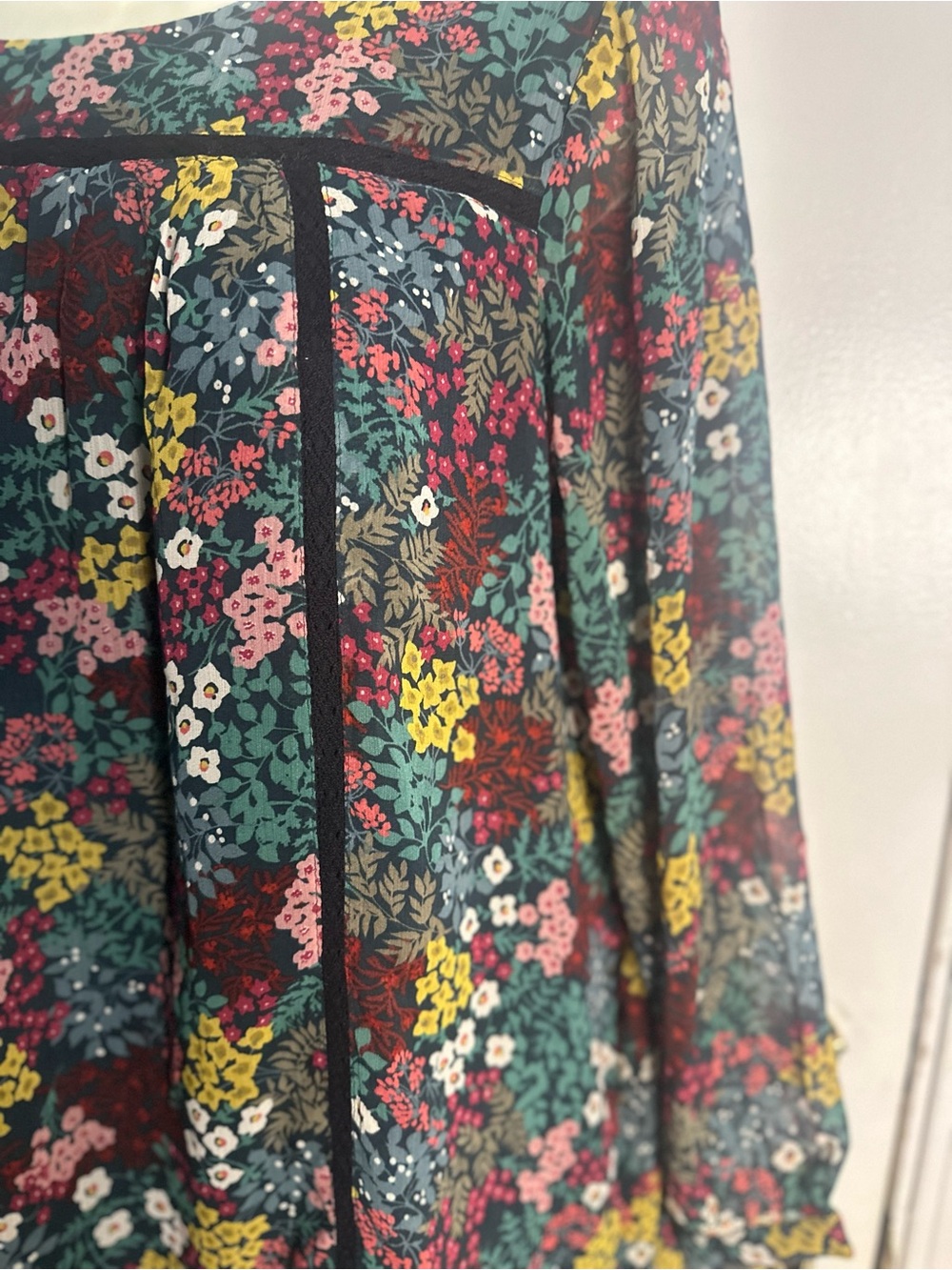 LOFT Floral Dress in Teal, Maroon & Mustard - Picture 2 of 6